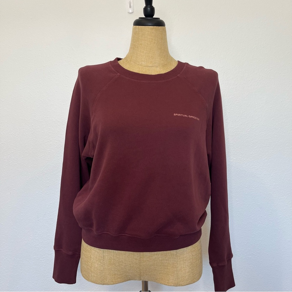 Spiritual Gangster "Be the Light" Burgundy Crewneck Sweatshirt, size Small